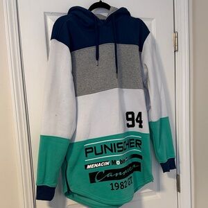 Teal and Navy Graphic Hoodie